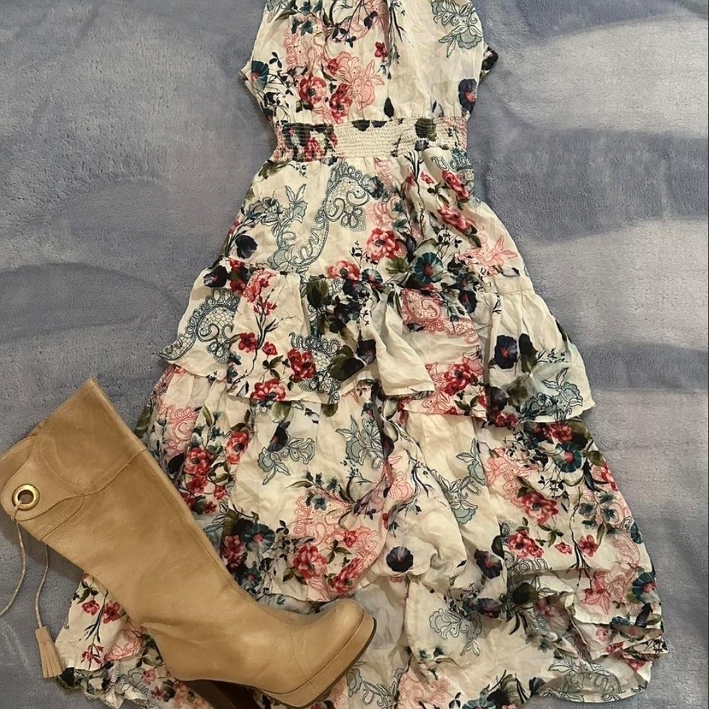 Lapis Floral High Low Dress - Pink and Blue
